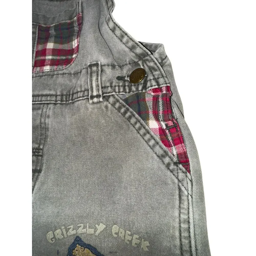 Vintage Y2K 90s Oshkosh Overalls Vestbak Patchwork Plaid Denim 24‎ Months Bear